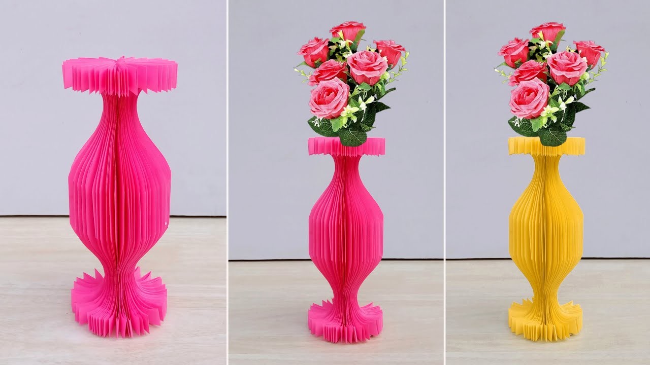 How To Make A Paper Flower Vase At Home - DIY Simple Paper Craft