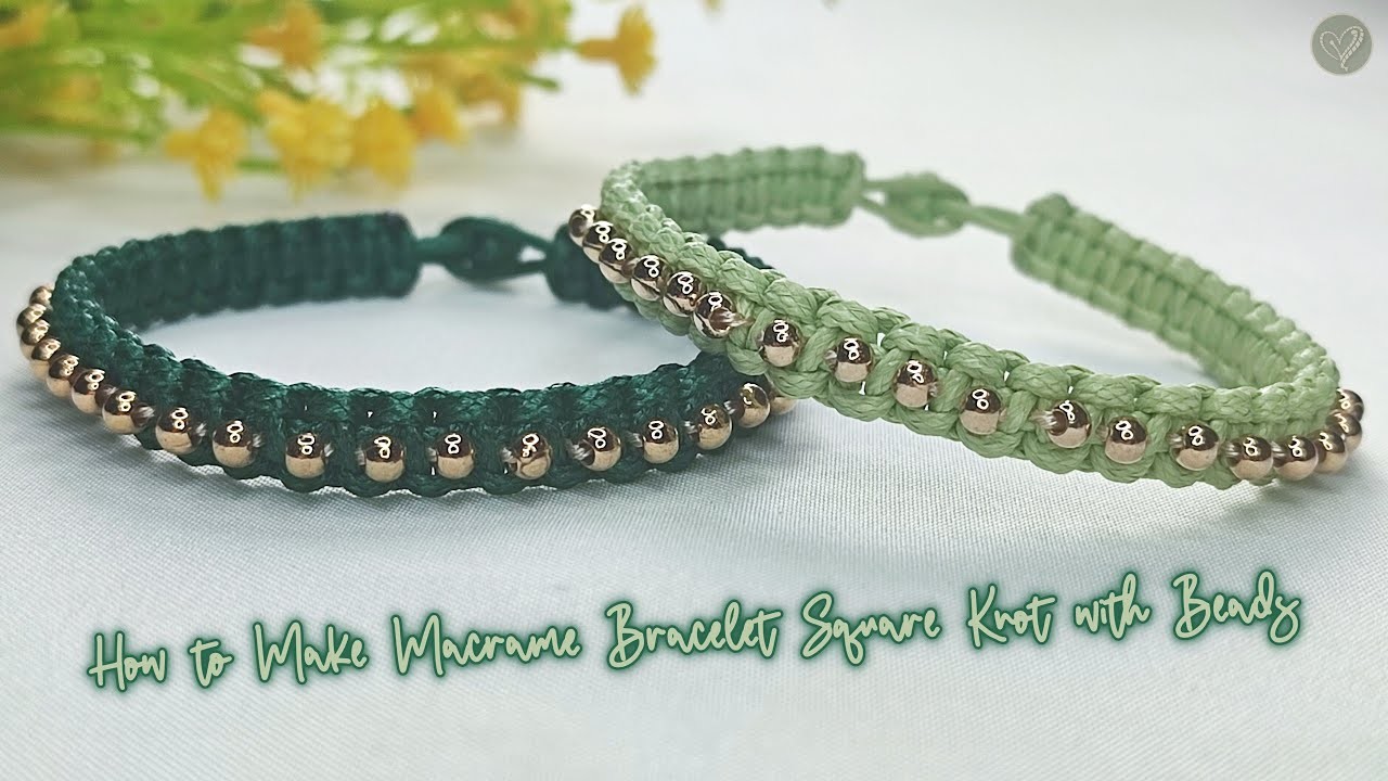 How to Make Macrame Bracelet Square Knot with Beads | Macrame Bracelet Tutorial