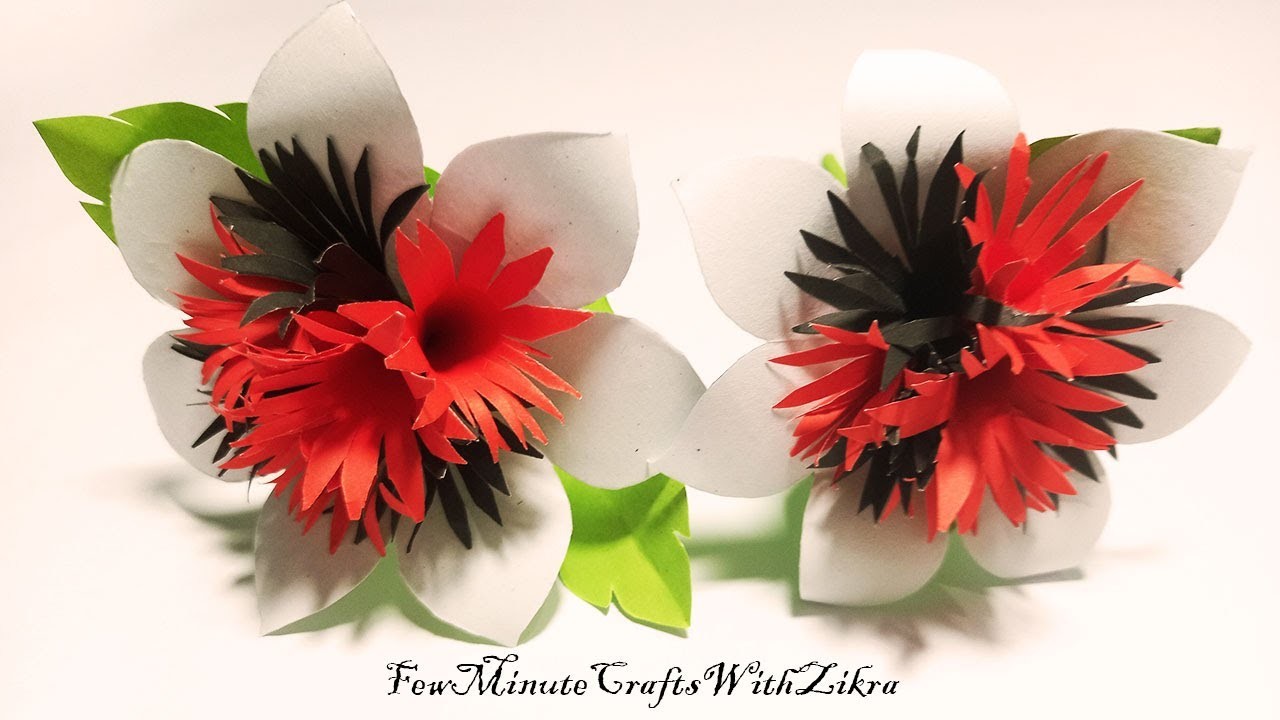 White paper flower making | paper flower ideas | #diy #crafts #FewMinuteCraftsWithZikra