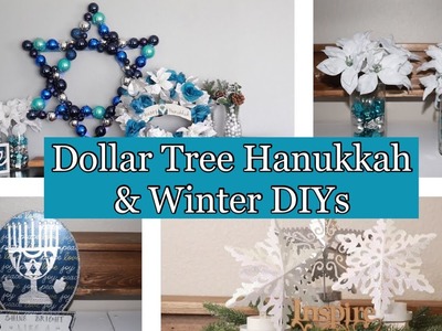 Dollar Tree Hanukkah White Blue Silver Holiday DIYs. Dollar Tree Christmas to Hanukkah Home