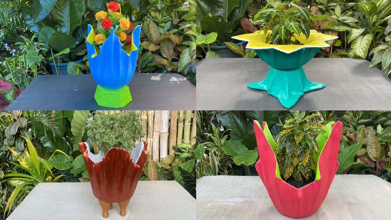 The 4 Unique Beautiful Pot Creation Designs For Home Gardening - Cement Craft Ideas