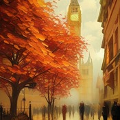 Autumn In London Cross Stitch Pattern