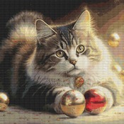 Cat And Baubles Cross Stitch Pattern