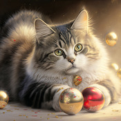 Cat And Baubles Cross Stitch Pattern