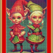 Christmas Elves Cross Stitch Pattern