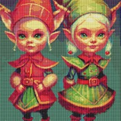 Christmas Elves Cross Stitch Pattern