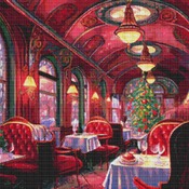 Christmas In The Dining Car Cross Stitch Pattern