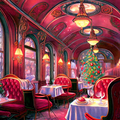 Christmas In The Dining Car Cross Stitch Pattern