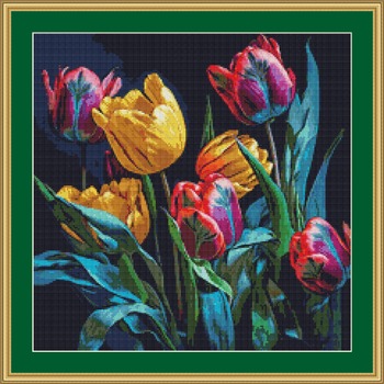 Colourful Tulips Cross Stitch Pattern