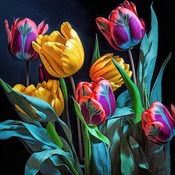 Colourful Tulips Cross Stitch Pattern