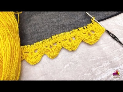 How to Crochet Lace Border Edging | Crosia | Qureshia | Scarf Border Design | Dupatta Design 956