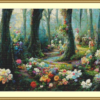 Flowers In A Forest Cross Stitch Pattern