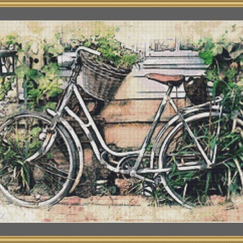 Garden Bike Cross Stitch Pattern