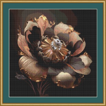 Golden Flower Cross Stitch Pattern