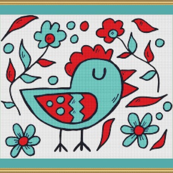 Green Bird Cross Stitch Pattern