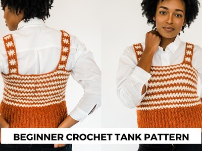 Preppy Crochet Striped Tank | Beginner Crochet Sweater Vest Free Pattern + Tutorial