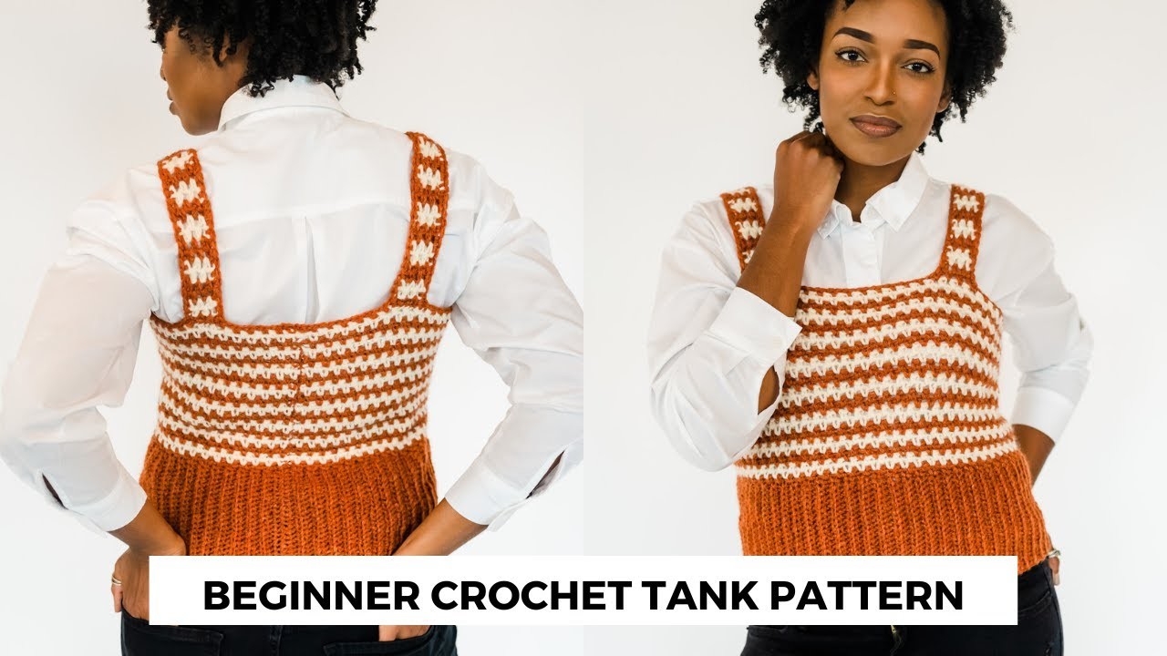 Preppy Crochet Striped Tank | Beginner Crochet Sweater Vest Free Pattern + Tutorial