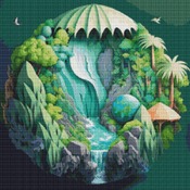 Jungle Waterfall Cross Stitch Pattern