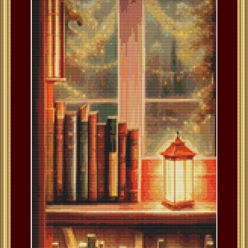 Lantern By The Window Cross Stitch Pattern