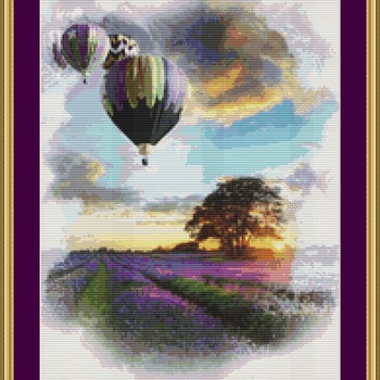 Lavender Balloons Cross Stitch Pattern