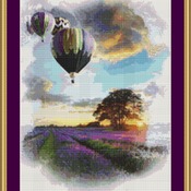 Lavender Balloons Cross Stitch Pattern