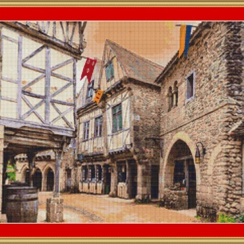 Medieval Street Cross Stitch Pattern