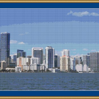 Miami Skyline Cross Stitch Pattern