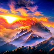 Mountain Sunset Cross Stitch Pattern