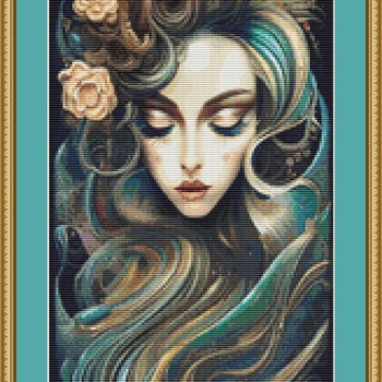 Ornate Woman Cross Stitch Pattern