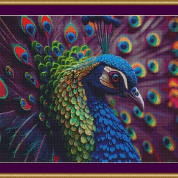 Peacock Plumage Cross Stitch Pattern