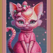 Pink Cat Cross Stitch Pattern