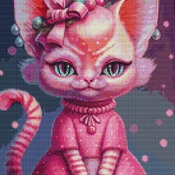 Pink Cat Cross Stitch Pattern