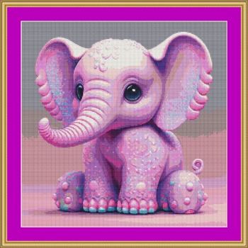 Pink Elephant Cross Stitch Pattern