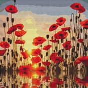 Poppies At Sunset Cross Stitch Pattern