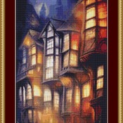 Quaint Houses Cross Stitch Pattern