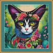 Rose Cat Cross Stitch Pattern