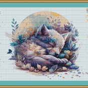 Sleeping Wolf Pup Cross Stitch Pattern