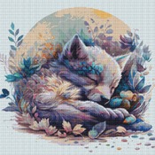 Sleeping Wolf Pup Cross Stitch Pattern