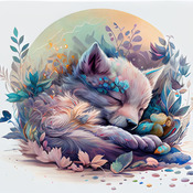 Sleeping Wolf Pup Cross Stitch Pattern