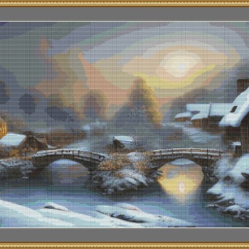 Snowy Village Cross Stitch Pattern