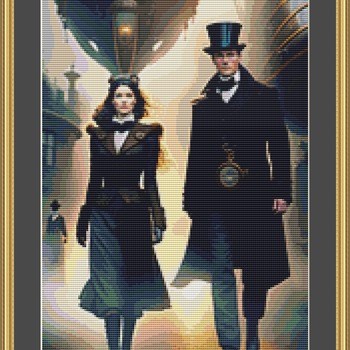 Steampunk Couple Cross Stitch Pattern