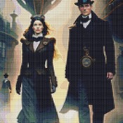 Steampunk Couple Cross Stitch Pattern