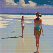 Strolling On The Beach Cross Stitch Pattern