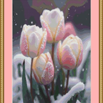 Tulips In The Snow Cross Stitch Pattern