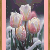 Tulips In The Snow Cross Stitch Pattern