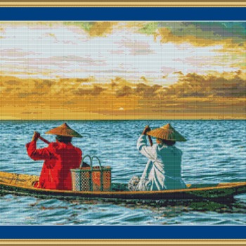 Two In A Boat Cross Stitch Pattern