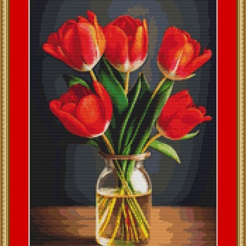 Vase Of Tulips Cross Stitch Pattern