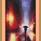 Walk In The Rain Cross Stitch Pattern