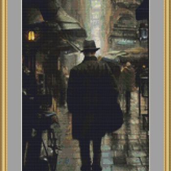 Walking Down The Sidewalk Cross Stitch Pattern