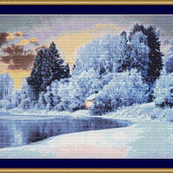 Winter Cabin Cross Stitch Pattern